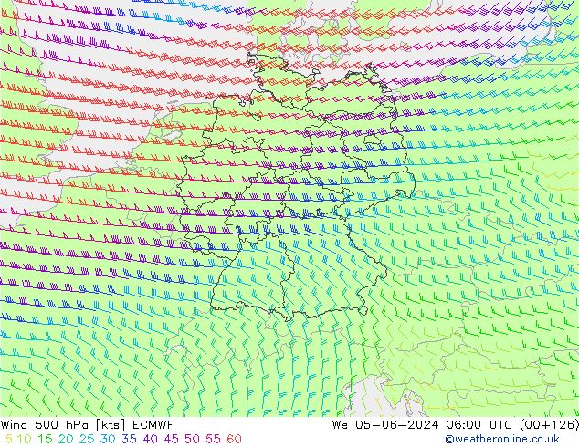 Rüzgar 500 hPa ECMWF Çar 05.06.2024 06 UTC