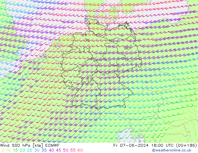 Wind 500 hPa ECMWF Fr 07.06.2024 18 UTC