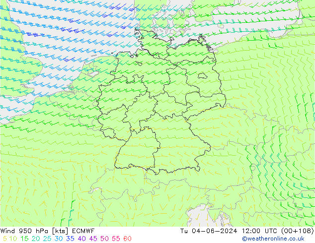 Vento 950 hPa ECMWF Ter 04.06.2024 12 UTC