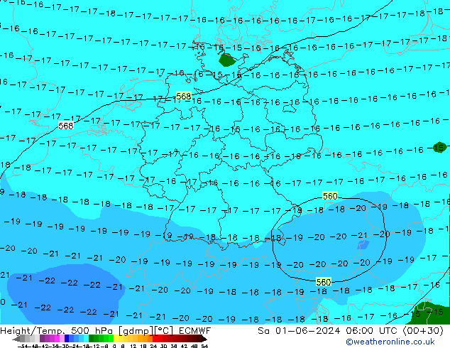 Z500/Rain (+SLP)/Z850 ECMWF Sa 01.06.2024 06 UTC