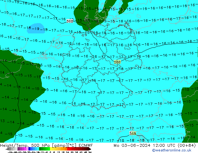 Z500/Rain (+SLP)/Z850 ECMWF Mo 03.06.2024 12 UTC