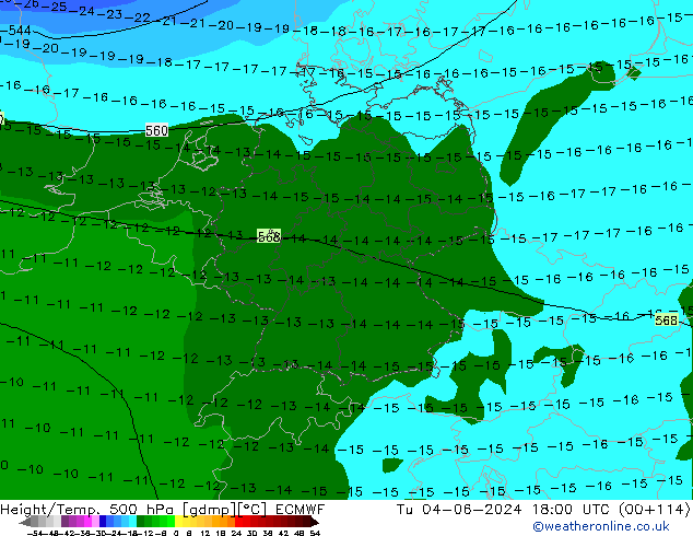 Z500/Rain (+SLP)/Z850 ECMWF Út 04.06.2024 18 UTC