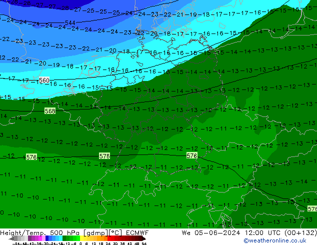 Z500/Rain (+SLP)/Z850 ECMWF mer 05.06.2024 12 UTC