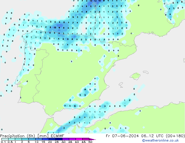 Z500/Rain (+SLP)/Z850 ECMWF Pá 07.06.2024 12 UTC