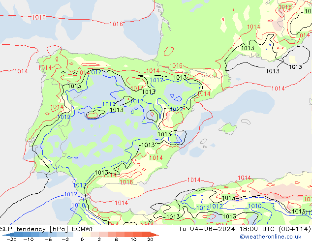 Y. Basıncı eğilimi ECMWF Sa 04.06.2024 18 UTC