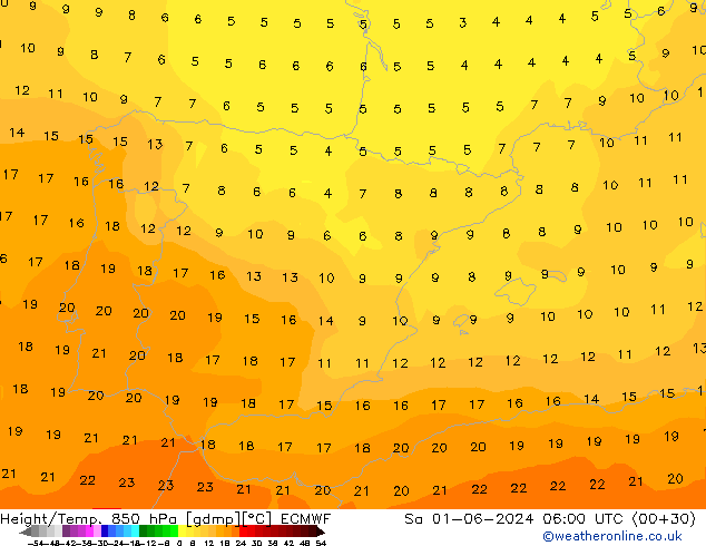 Z500/Rain (+SLP)/Z850 ECMWF Sa 01.06.2024 06 UTC