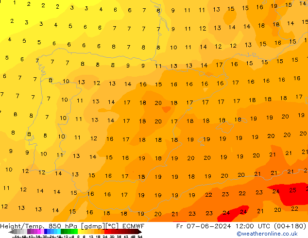 Z500/Rain (+SLP)/Z850 ECMWF Pá 07.06.2024 12 UTC