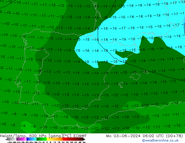 Z500/Yağmur (+YB)/Z850 ECMWF Pzt 03.06.2024 06 UTC