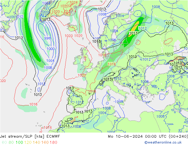 Polarjet/Bodendruck ECMWF Mo 10.06.2024 00 UTC