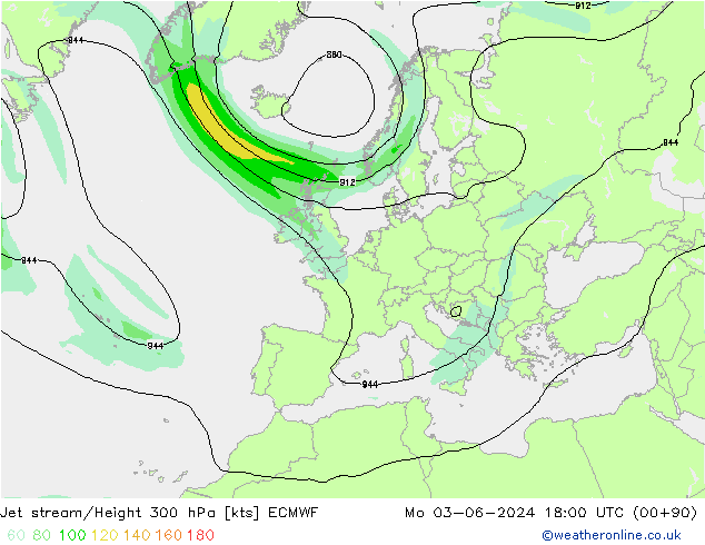 Straalstroom ECMWF ma 03.06.2024 18 UTC