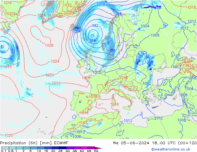 Z500/Yağmur (+YB)/Z850 ECMWF Çar 05.06.2024 00 UTC