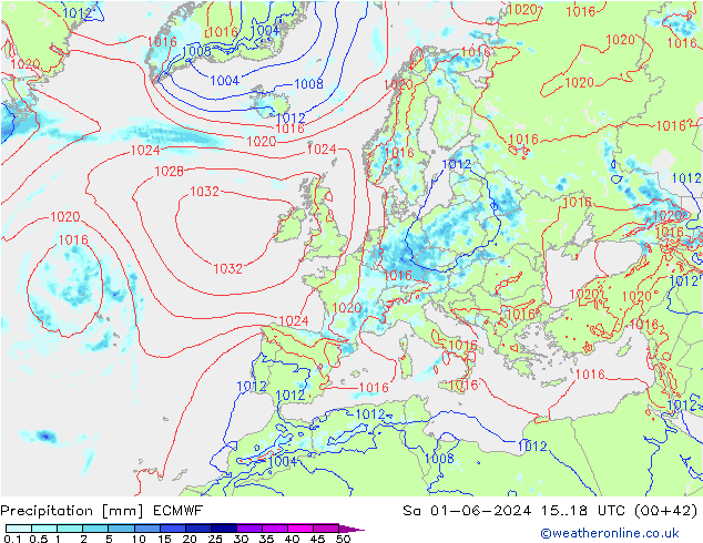 Niederschlag ECMWF Sa 01.06.2024 18 UTC