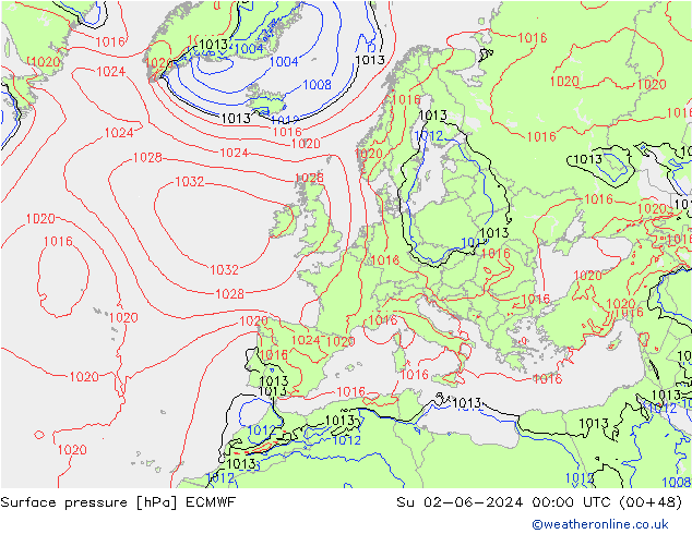 Bodendruck ECMWF So 02.06.2024 00 UTC