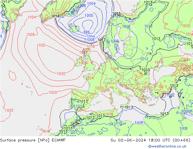 Bodendruck ECMWF So 02.06.2024 18 UTC