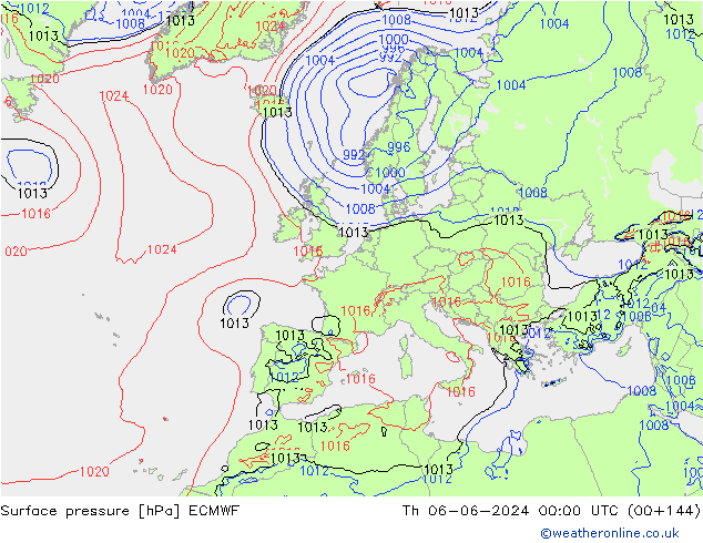 pressão do solo ECMWF Qui 06.06.2024 00 UTC