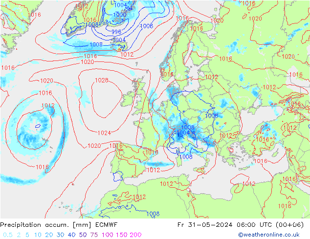 Toplam Yağış ECMWF Cu 31.05.2024 06 UTC