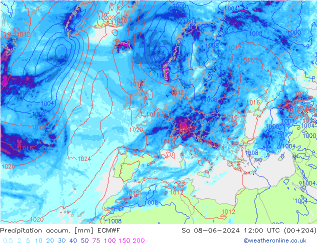 Toplam Yağış ECMWF Cts 08.06.2024 12 UTC