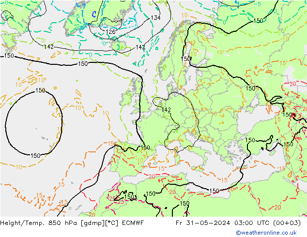 Height/Temp. 850 hPa ECMWF Sex 31.05.2024 03 UTC