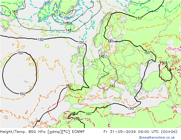 Height/Temp. 850 hPa ECMWF Sex 31.05.2024 06 UTC