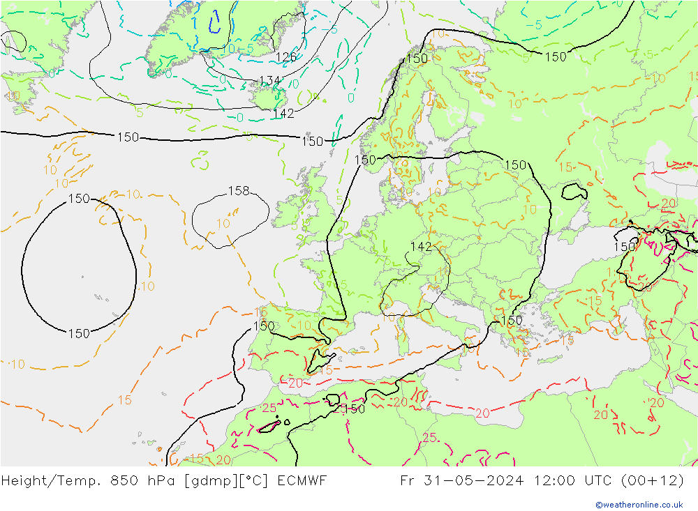 Z500/Rain (+SLP)/Z850 ECMWF Fr 31.05.2024 12 UTC