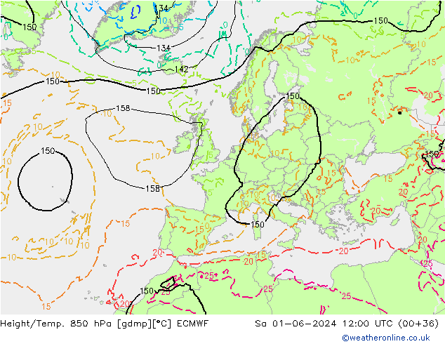 Z500/Rain (+SLP)/Z850 ECMWF so. 01.06.2024 12 UTC