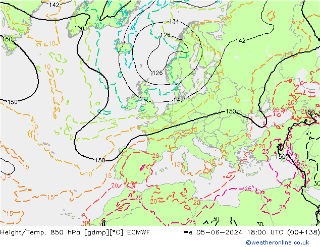 Height/Temp. 850 hPa ECMWF St 05.06.2024 18 UTC