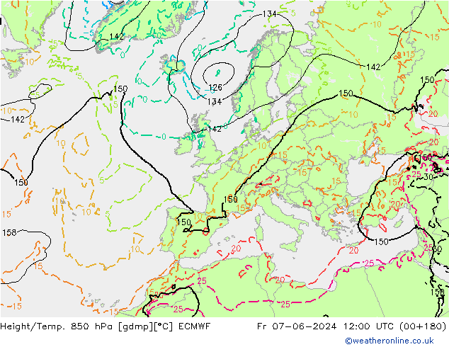 Z500/Rain (+SLP)/Z850 ECMWF Fr 07.06.2024 12 UTC