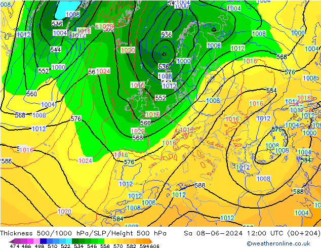 500-1000 hPa Kalınlığı ECMWF Cts 08.06.2024 12 UTC