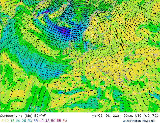 Bodenwind ECMWF Mo 03.06.2024 00 UTC