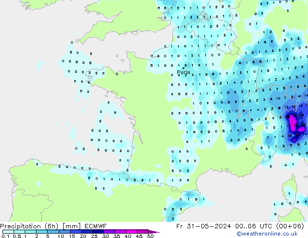 Precipitação (6h) ECMWF Sex 31.05.2024 06 UTC