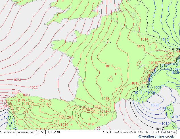 Bodendruck ECMWF Sa 01.06.2024 00 UTC