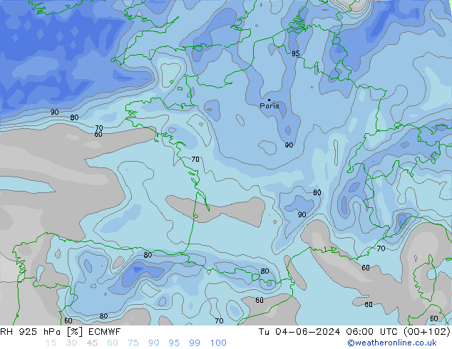 RV 925 hPa ECMWF di 04.06.2024 06 UTC