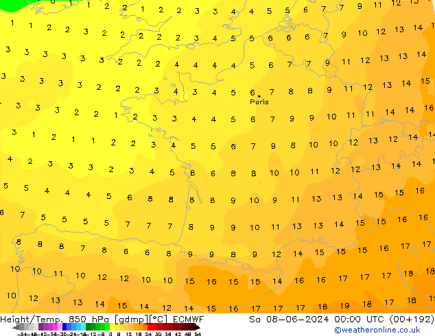 Z500/Rain (+SLP)/Z850 ECMWF Sa 08.06.2024 00 UTC