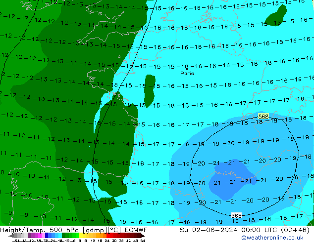 Z500/Rain (+SLP)/Z850 ECMWF dim 02.06.2024 00 UTC