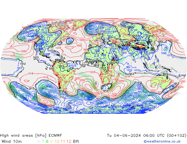 High wind areas ECMWF Tu 04.06.2024 06 UTC