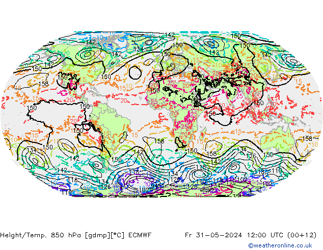 Z500/Regen(+SLP)/Z850 ECMWF vr 31.05.2024 12 UTC