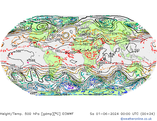 Z500/Rain (+SLP)/Z850 ECMWF Sa 01.06.2024 00 UTC