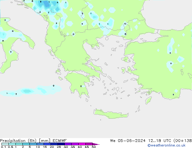 Precipitation (6h) ECMWF We 05.06.2024 18 UTC