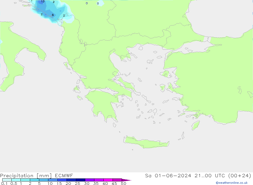 Precipitazione ECMWF sab 01.06.2024 00 UTC
