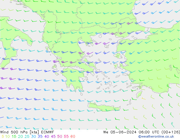 wiatr 500 hPa ECMWF śro. 05.06.2024 06 UTC