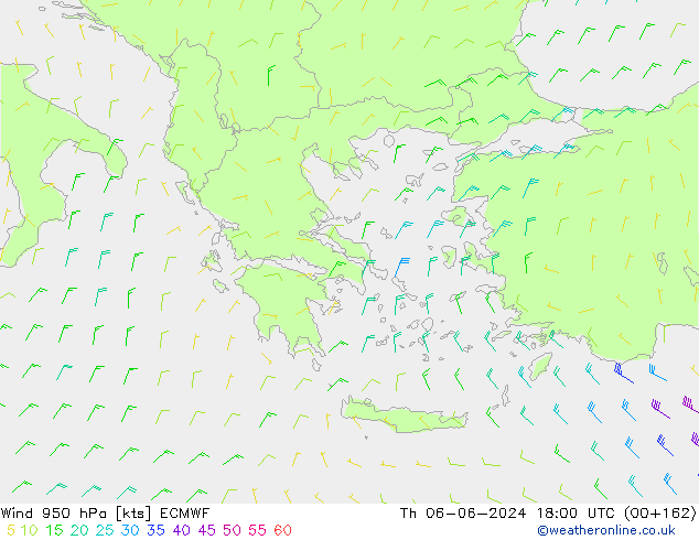 Viento 950 hPa ECMWF jue 06.06.2024 18 UTC