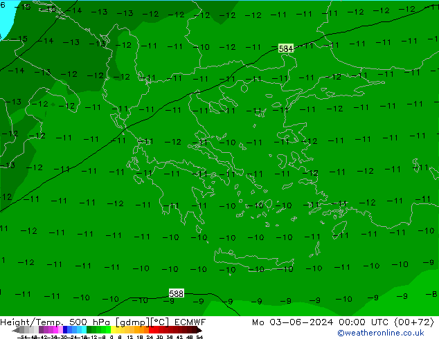 Z500/Rain (+SLP)/Z850 ECMWF Mo 03.06.2024 00 UTC