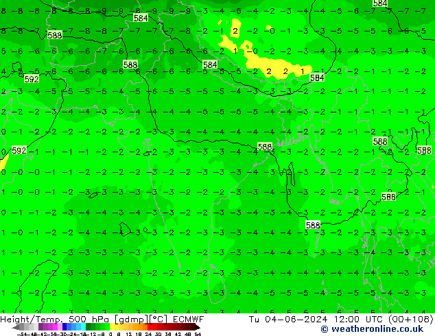 Z500/Regen(+SLP)/Z850 ECMWF di 04.06.2024 12 UTC