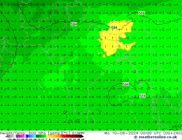 Height/Temp. 500 hPa ECMWF Seg 10.06.2024 00 UTC