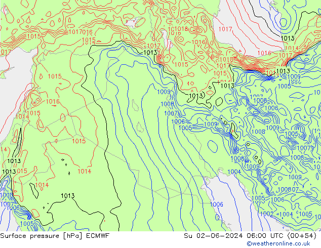 приземное давление ECMWF Вс 02.06.2024 06 UTC