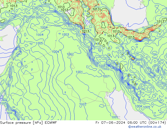 Surface pressure ECMWF Fr 07.06.2024 06 UTC