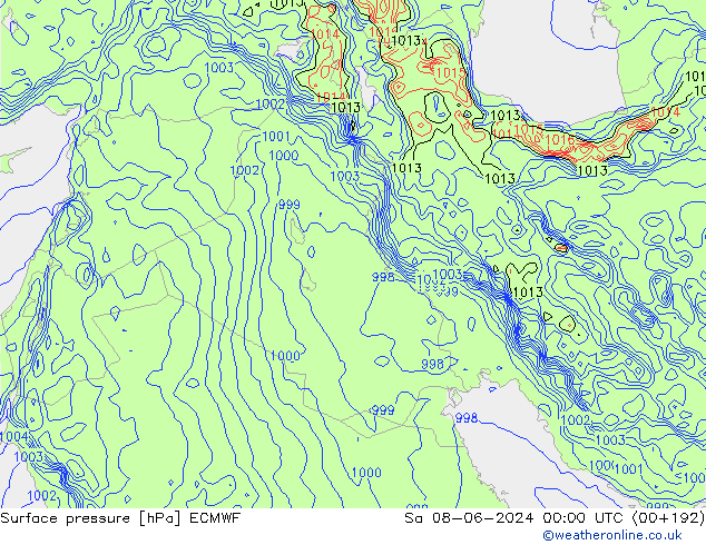 ciśnienie ECMWF so. 08.06.2024 00 UTC