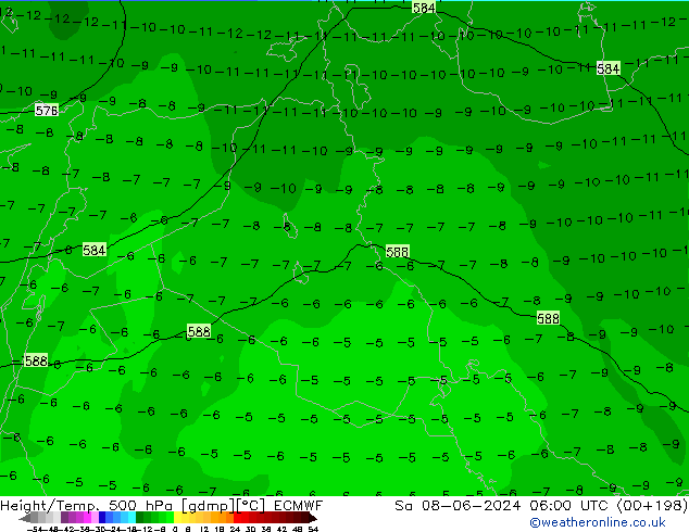 Z500/Rain (+SLP)/Z850 ECMWF Sa 08.06.2024 06 UTC