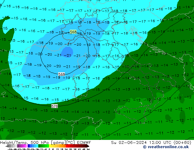 Z500/Rain (+SLP)/Z850 ECMWF Ne 02.06.2024 12 UTC