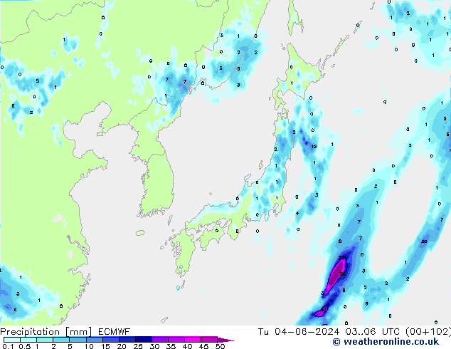 precipitação ECMWF Ter 04.06.2024 06 UTC